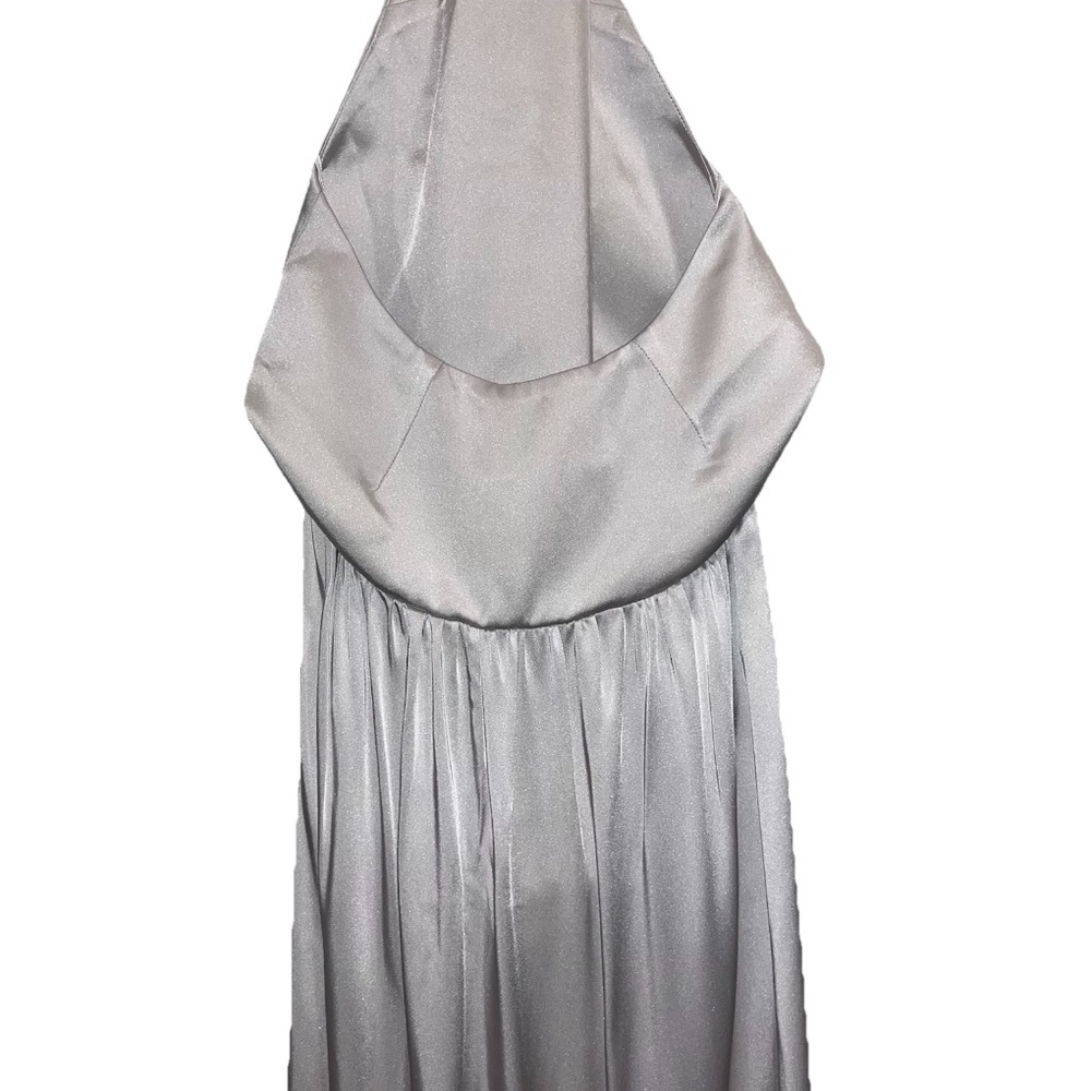 16Arlington Silver Satin V Neck Open Back Gown Evening Wedding US 6 NWT 🟡 - Picture 10 of 14